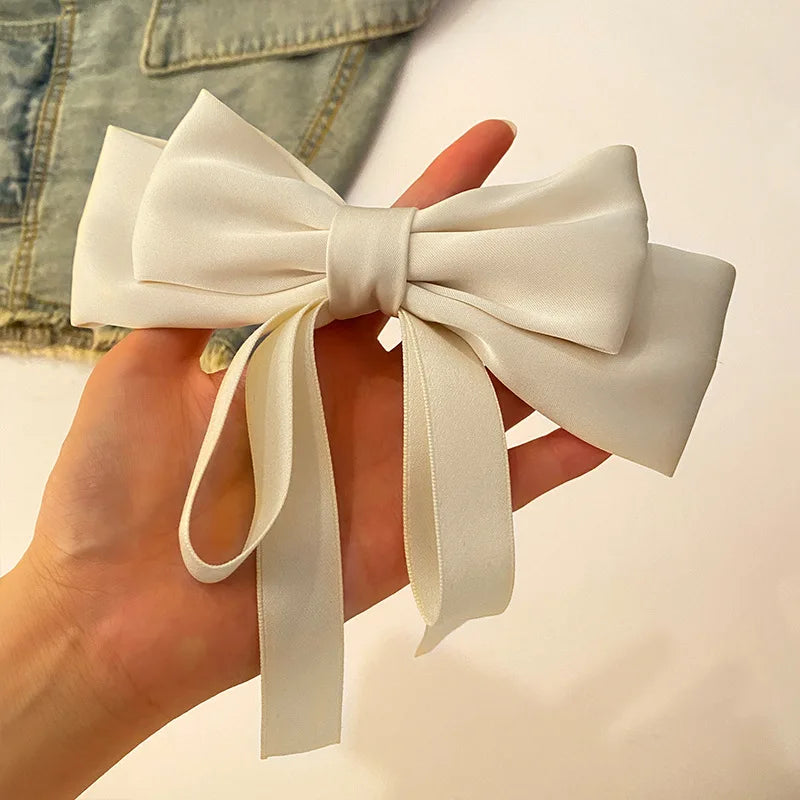 Solid Ribbon Bow Hair Clip for Women & Girls