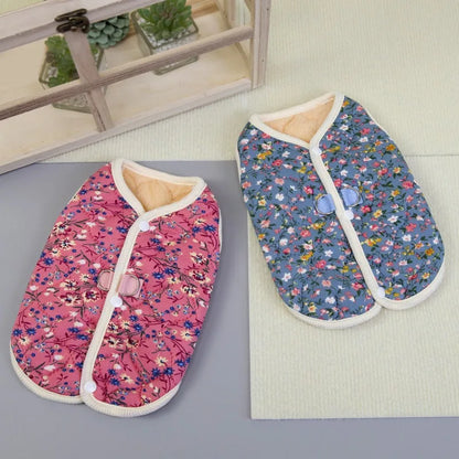 Spring Floral Pet Jacket – Warm Sleeveless Dog Vest