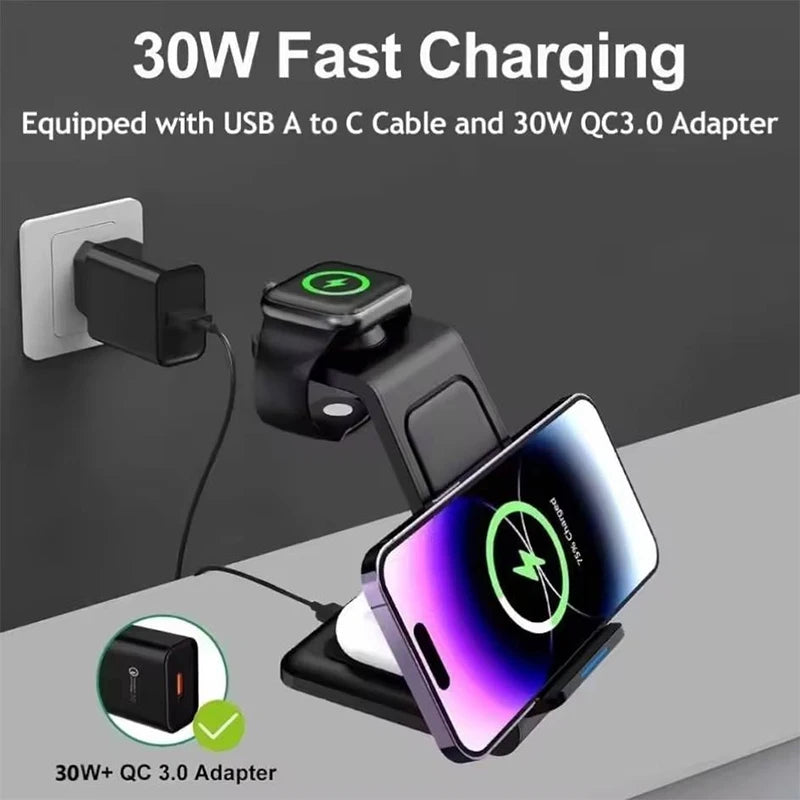 3-in-1 Portable Magnetic Wireless Charging Stand