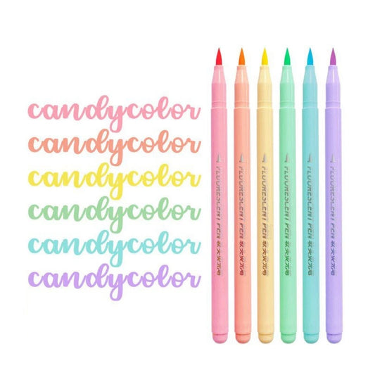 Pastel Soft Brush Highlighter Pen Set