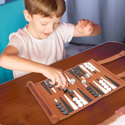 Roll-Up Leather Backgammon Set