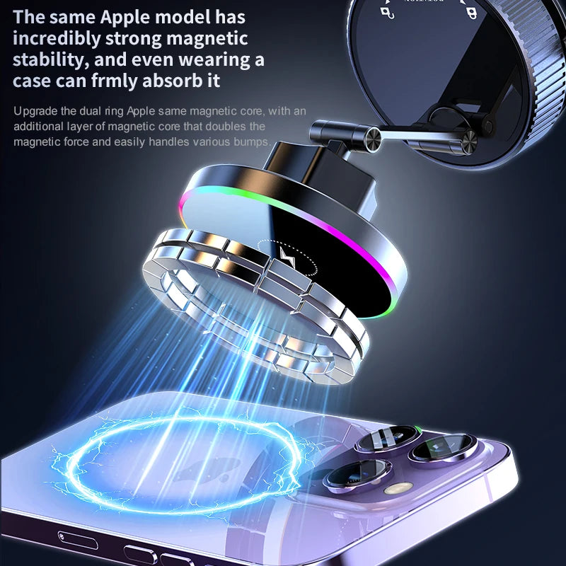 15W Wireless Car Charger Phone Holder with RGB Light