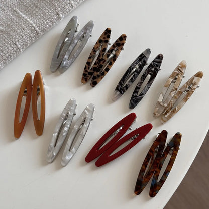 Acetate Hollow Oval Hair Clips Set