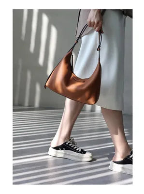 Cowhide & Nylon Hobo Shoulder Bag