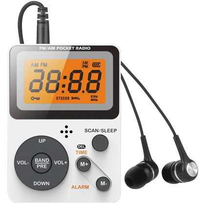 Portable AM/FM Pocket Radio with LCD Display