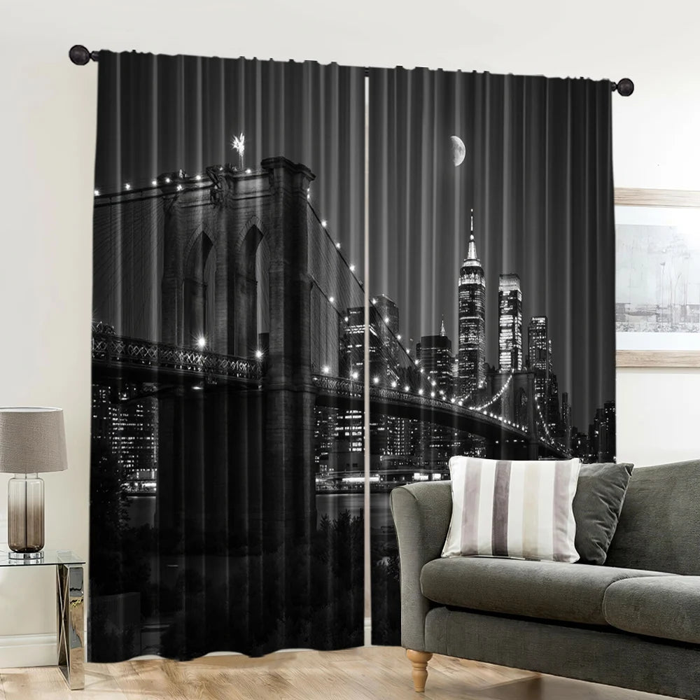 New York City Night View Curtain Set