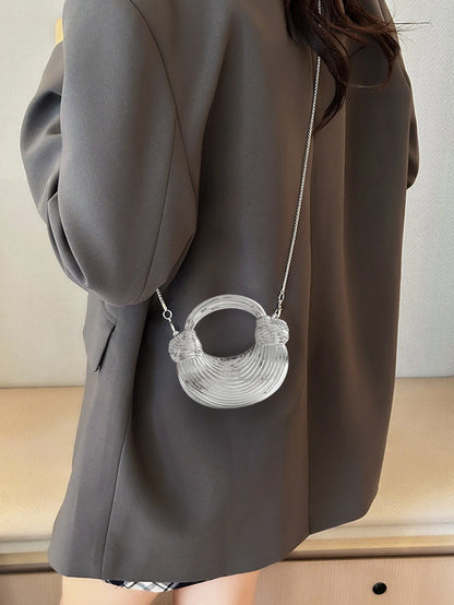 Gold Acrylic Minaudiere Evening Clutch with Chain Strap