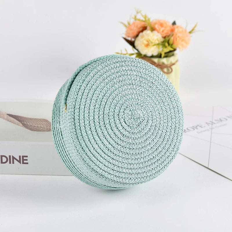 Handwoven Round Straw Crossbody Bag