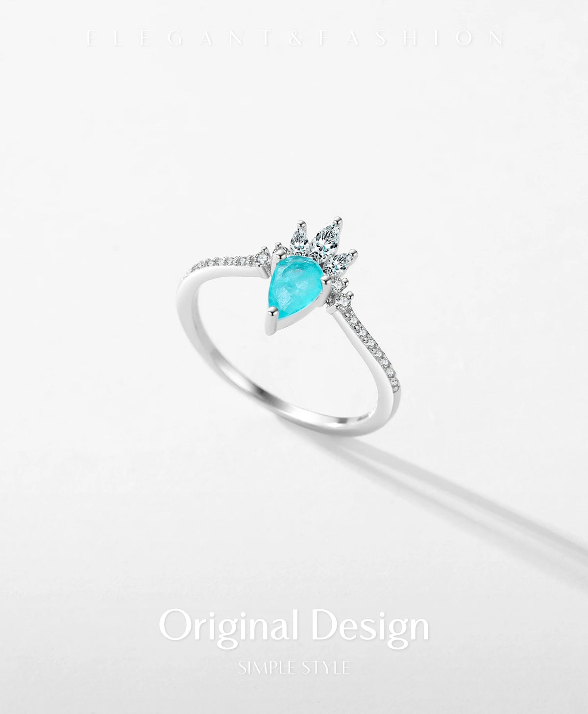Paraiba Tourmaline Sterling Silver Crown Ring