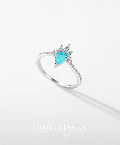 Paraiba Tourmaline Sterling Silver Crown Ring