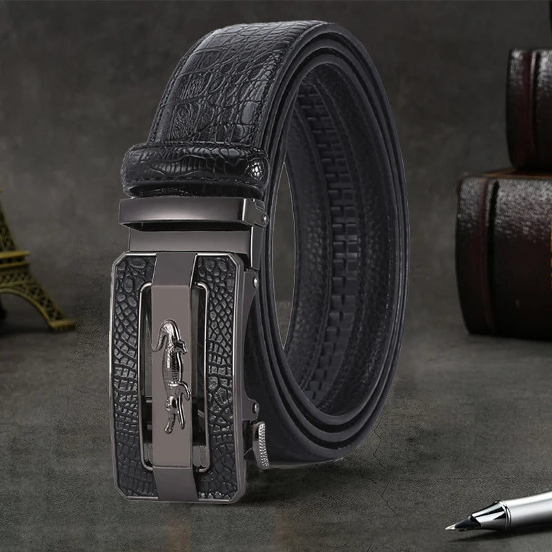 Men’s Crocodile Pattern Automatic Buckle Belt