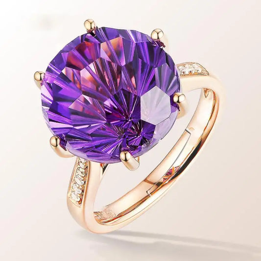 Hoyon 18K Natural Amethyst Ring