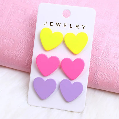 Acrylic Round Square Hexagonal Heart Stud Earrings