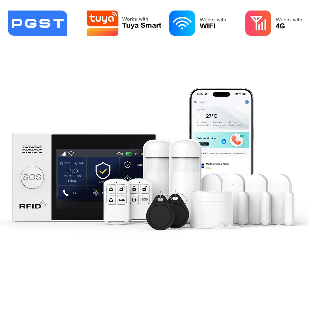 Tuya Security Alarm Kit with Touch Screen & Sensors