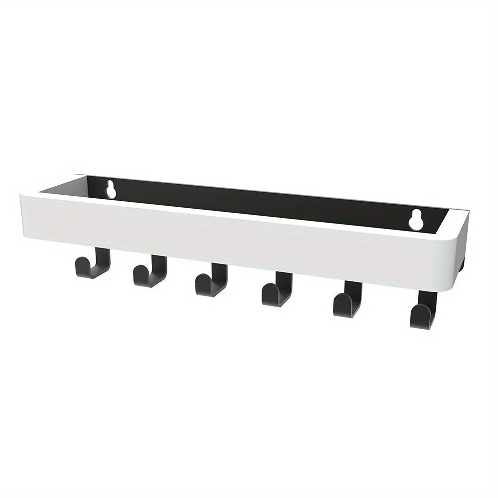 Wooden Wall Key Holder with Shelf & 6 Hooks