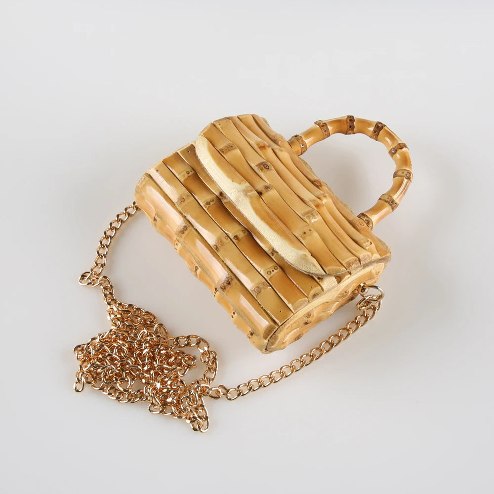 Handcrafted Bamboo Root Mini Crossbody Bag