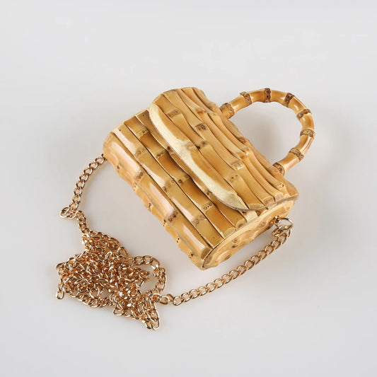Handcrafted Bamboo Root Mini Crossbody Bag