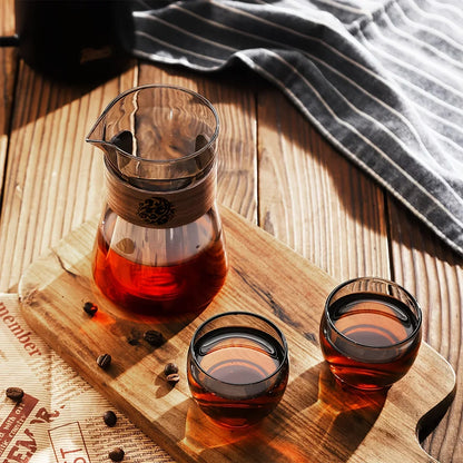 500ml Heat-Resistant Glass Coffee Carafe with Wooden Collar
