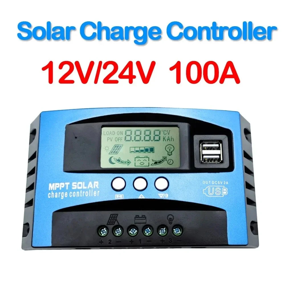 MPPT Solar Charge Controller – 12V/24V LCD Solar Battery Regulator