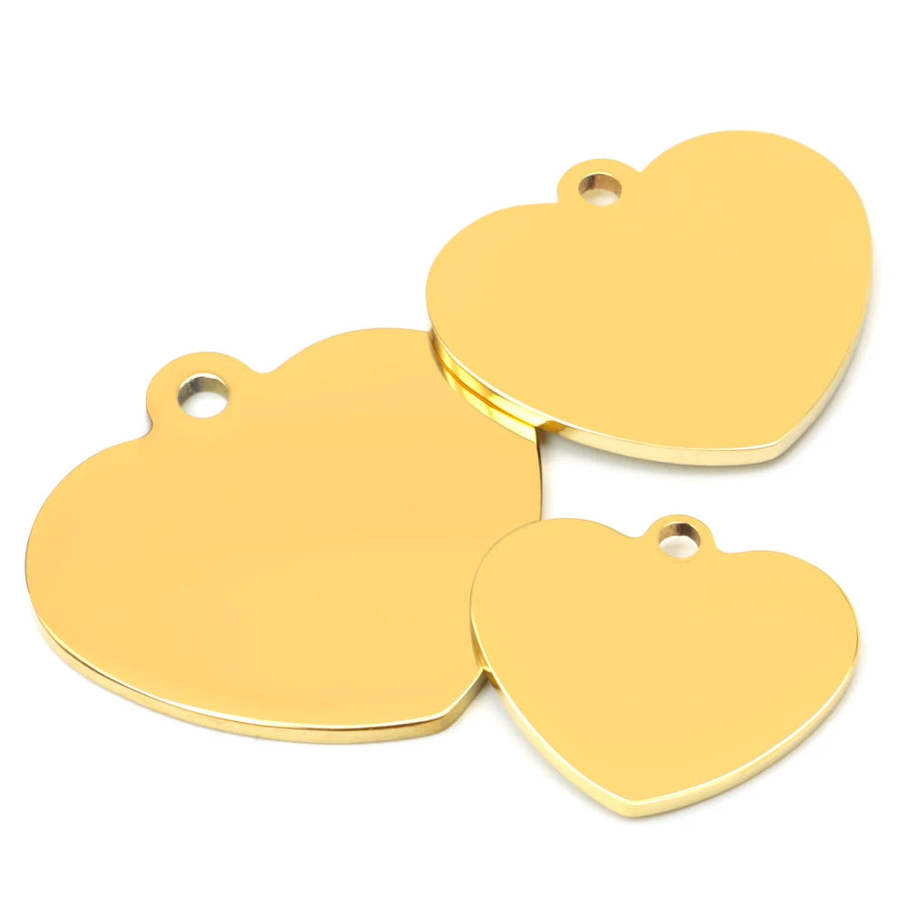 Heart-Shaped Stainless Steel Pet ID Tag Set