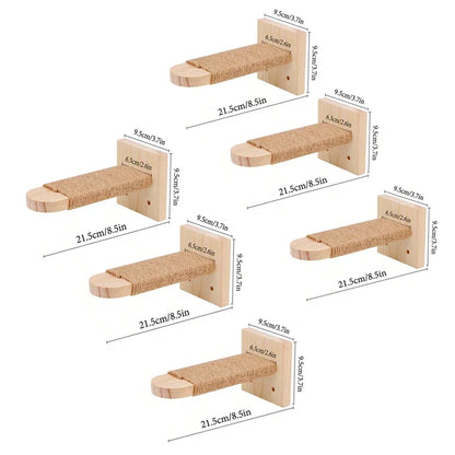 Wooden Wall-Mounted Cat Climbing Shelves & Play Set