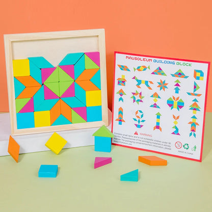 Wood Block Geometric Shape Toddler Puzzle