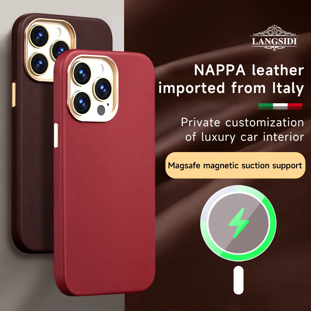 Original Leather Magsafe Case for iPhone 15 13 12 14 Pro Max 15Pro 14Pro