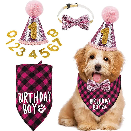Dog Birthday Party Hat & Bandana Set