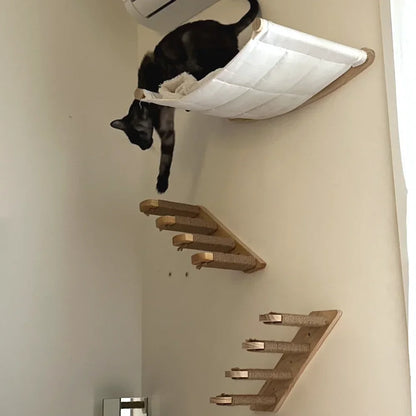 Wooden Wall-Mounted Cat Climbing Shelves & Play Set
