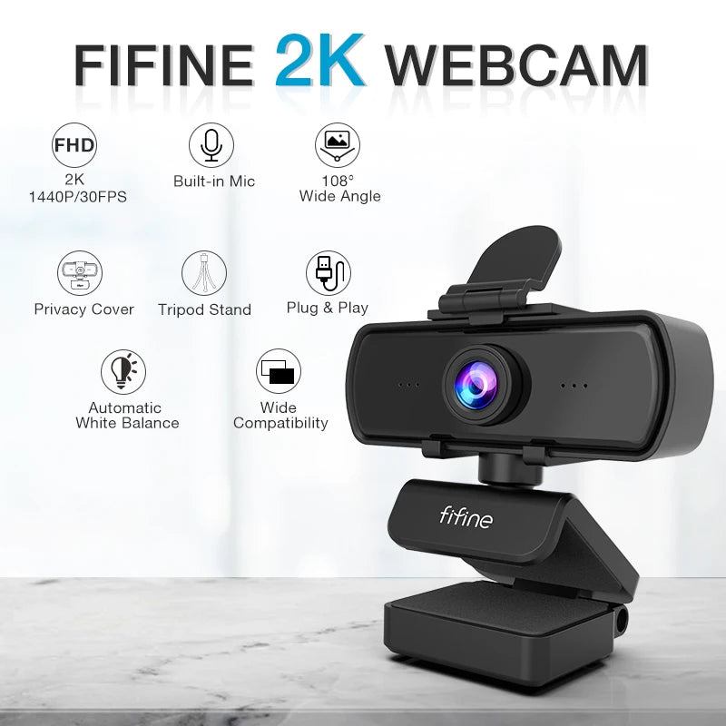 K420 1440p USB Webcam with Microphone & Tripod