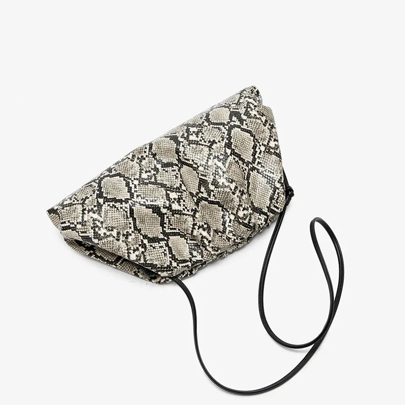 Snake Pattern Ruched Shoulder Bag