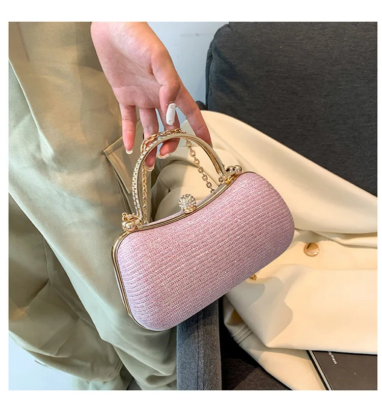 Heart-Shaped Evening Clutch Bag with Chain Strap