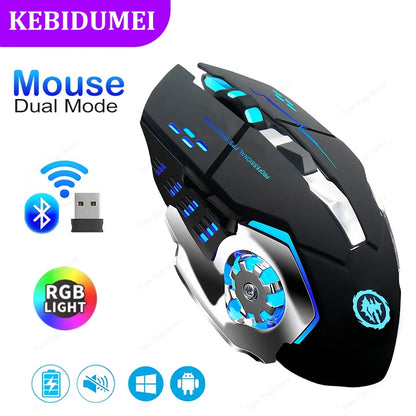 Bluetooth 5.2 & 2.4GHz Rechargeable RGB Wireless Gaming Mouse