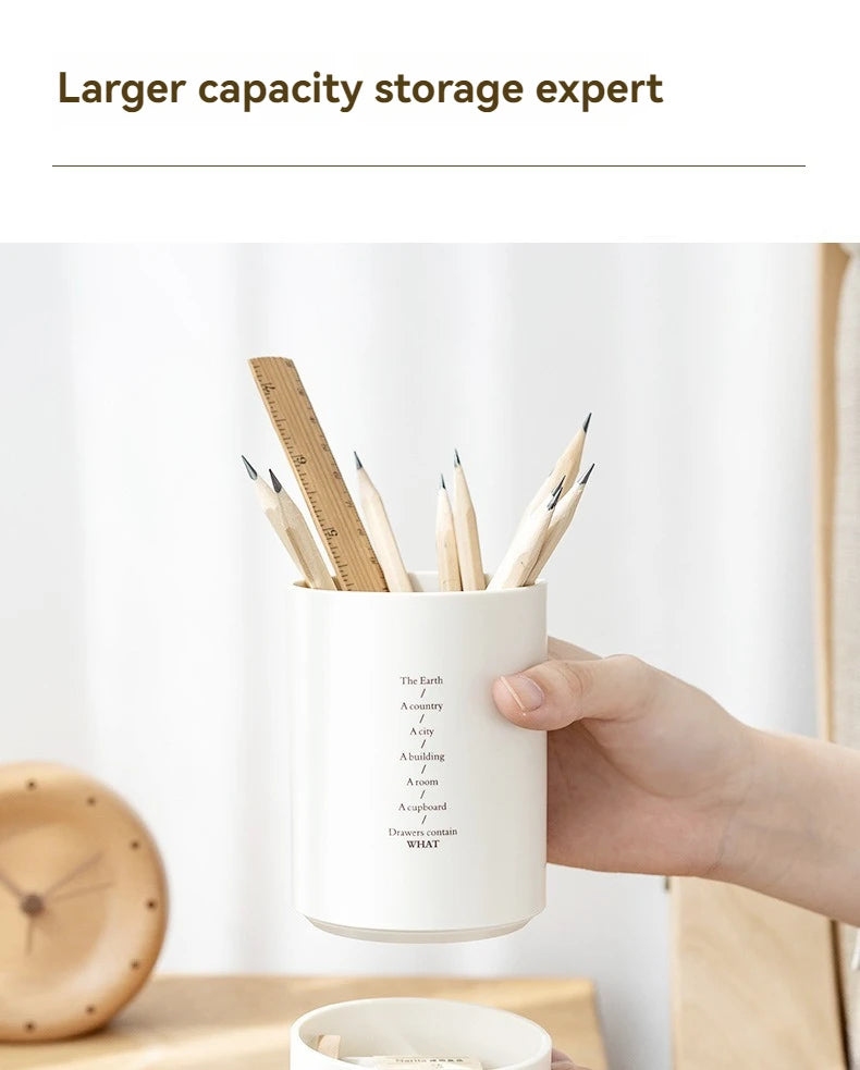 Minimalist Double-Layer Desk Organizer Pen Holder for Office & Makeup Brushes