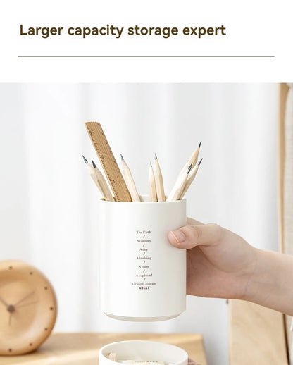 Minimalist Double-Layer Desk Organizer Pen Holder for Office & Makeup Brushes