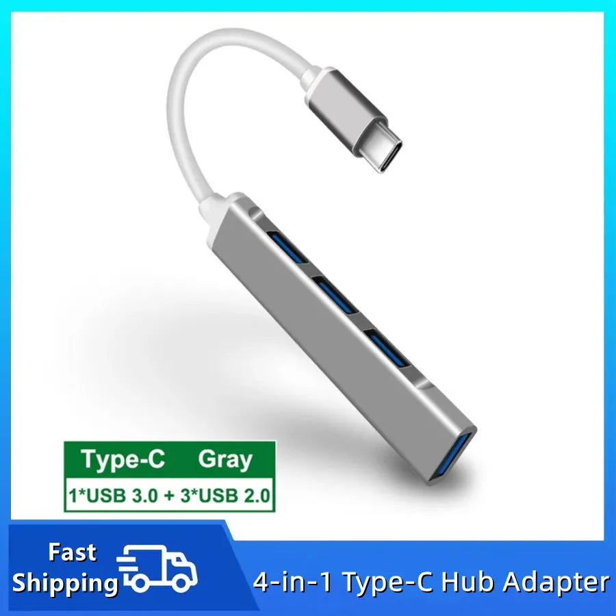 4-Port USB & USB-C Hub Adapter