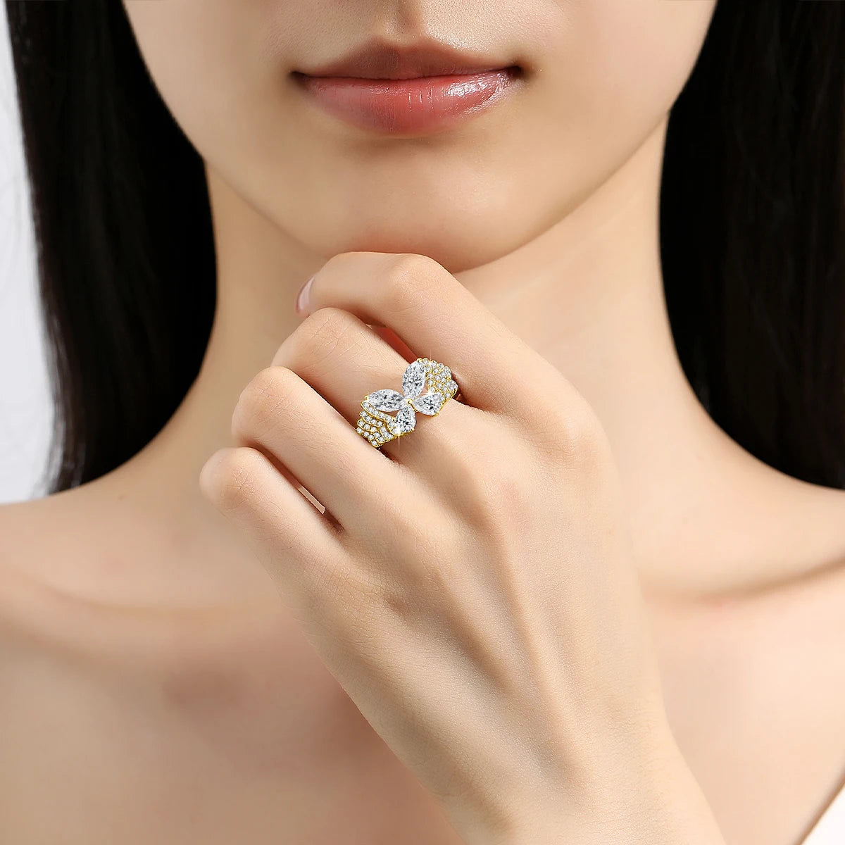 14K Gold-Filled Moissanite Butterfly Ring