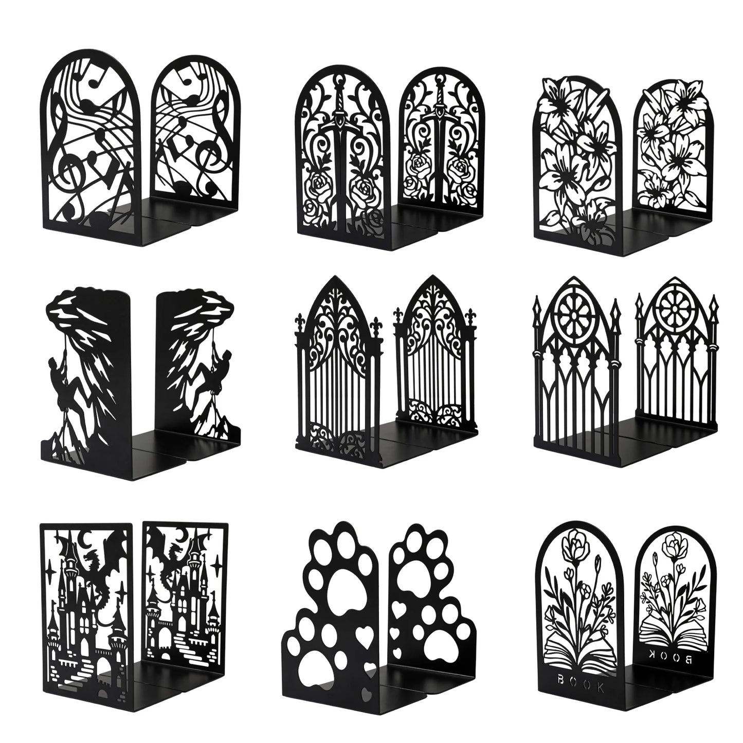 Metal Book Ends – Heavy Duty Non-Skid Book Supports for Shelves