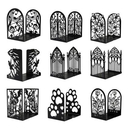 Metal Book Ends – Heavy Duty Non-Skid Book Supports for Shelves