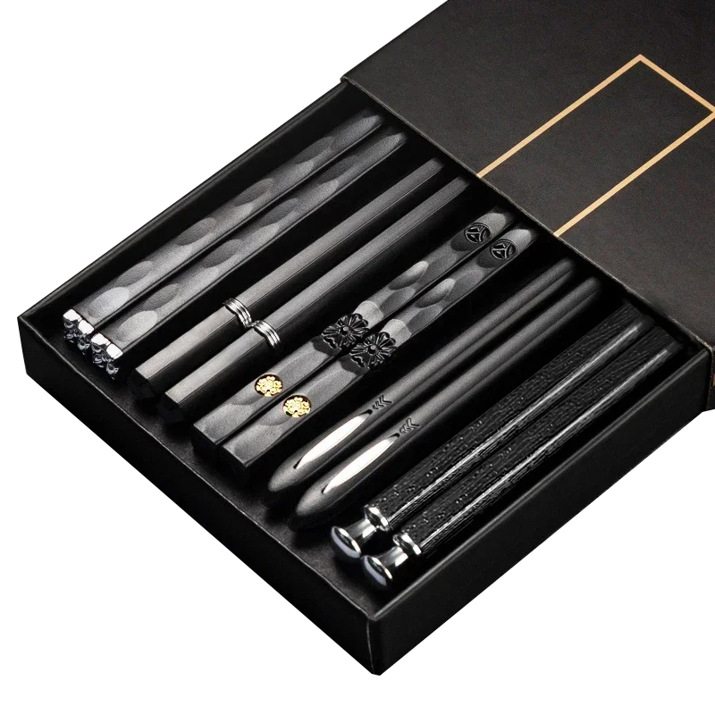 5 Pairs Stainless Steel Non-Slip Chopsticks Set