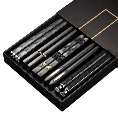 5 Pairs Stainless Steel Non-Slip Chopsticks Set