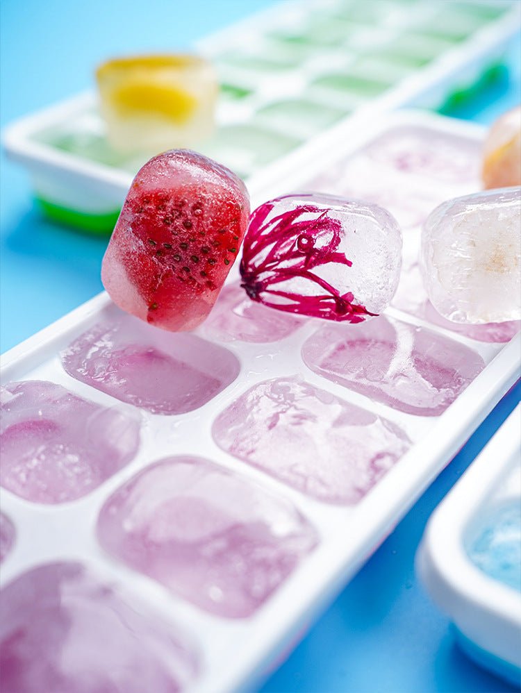 14-Grid Silicone Ice Cube Tray with Lid