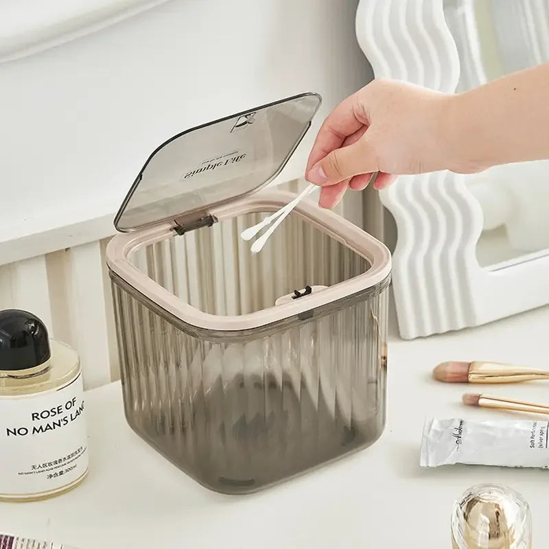 Transparent Mini Desktop Storage Box with Pop-Up Lid