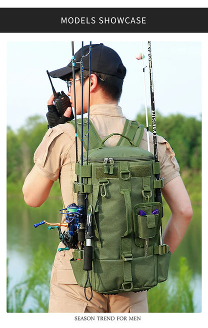 Tactical Fishing Backpack with Rod Holders