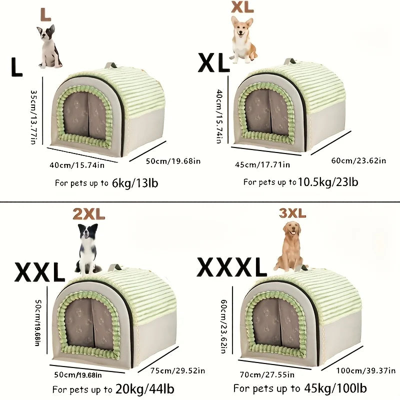 Enclosed Pet House with Door Curtain
