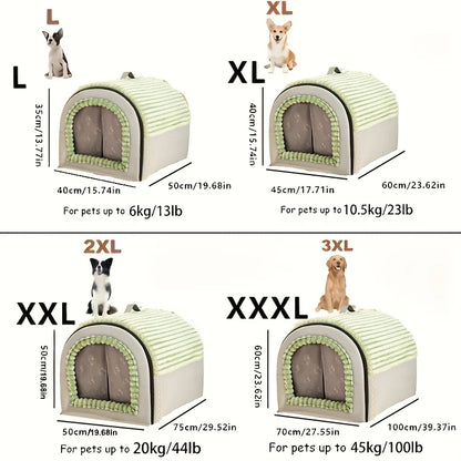 Enclosed Pet House with Door Curtain