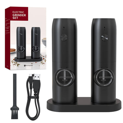 Automatic Electric Salt And Pepper Grinder Set USB Rechargeable With LED Light