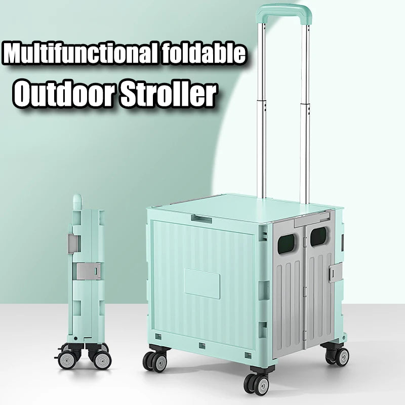 Foldable Camping Trolley Storage Box with Wheels