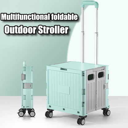 Foldable Camping Trolley Storage Box with Wheels
