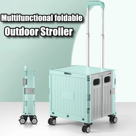 Foldable Camping Trolley Storage Box with Wheels